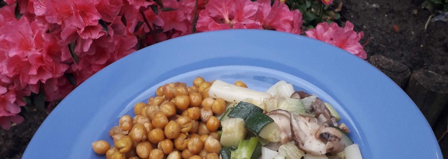 Geroosterde kikkererwten met shiitake, schorseneren en lente-ui - Vegetarisch recept